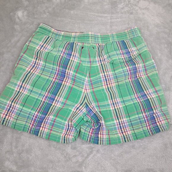 Polo Ralph Lauren Swim Trunks Men's Large Green Plaid Mesh Board Short Vintage - Picture 11 of 11